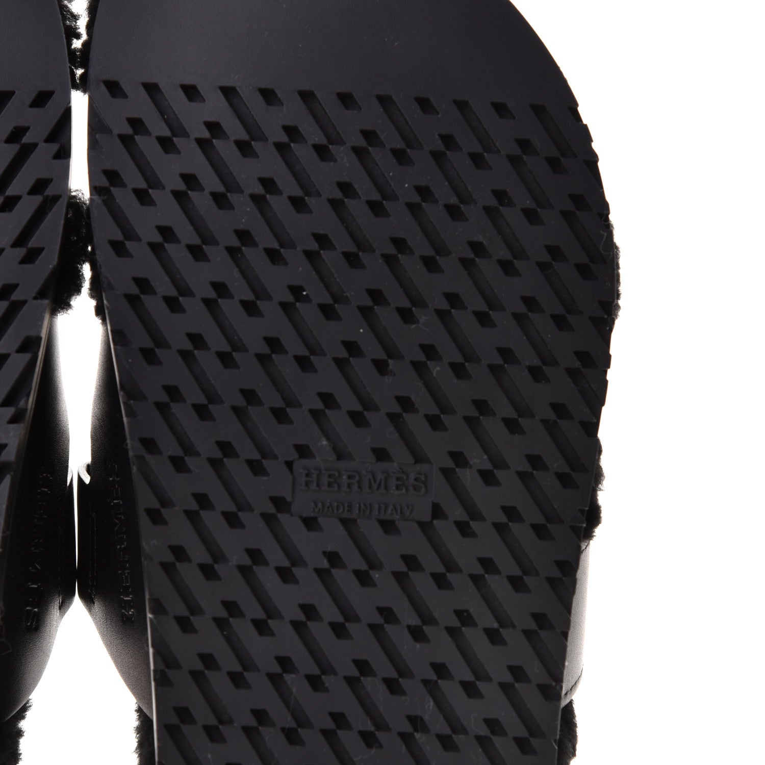 Hermes Calfskin Woolskin Womens Chypre Sandals 36 Black 10 of 12