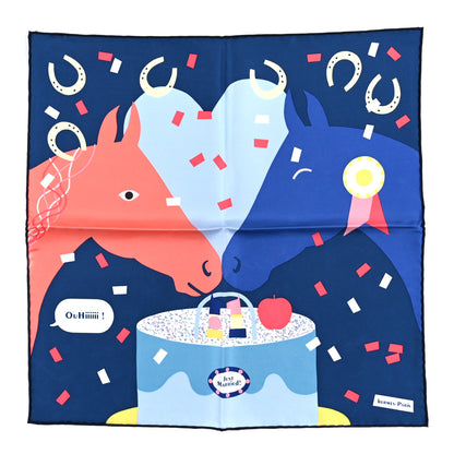 Hermes Silk Gavroche Just Married Scarf 45 Marine Ciel Rose 1 of 3