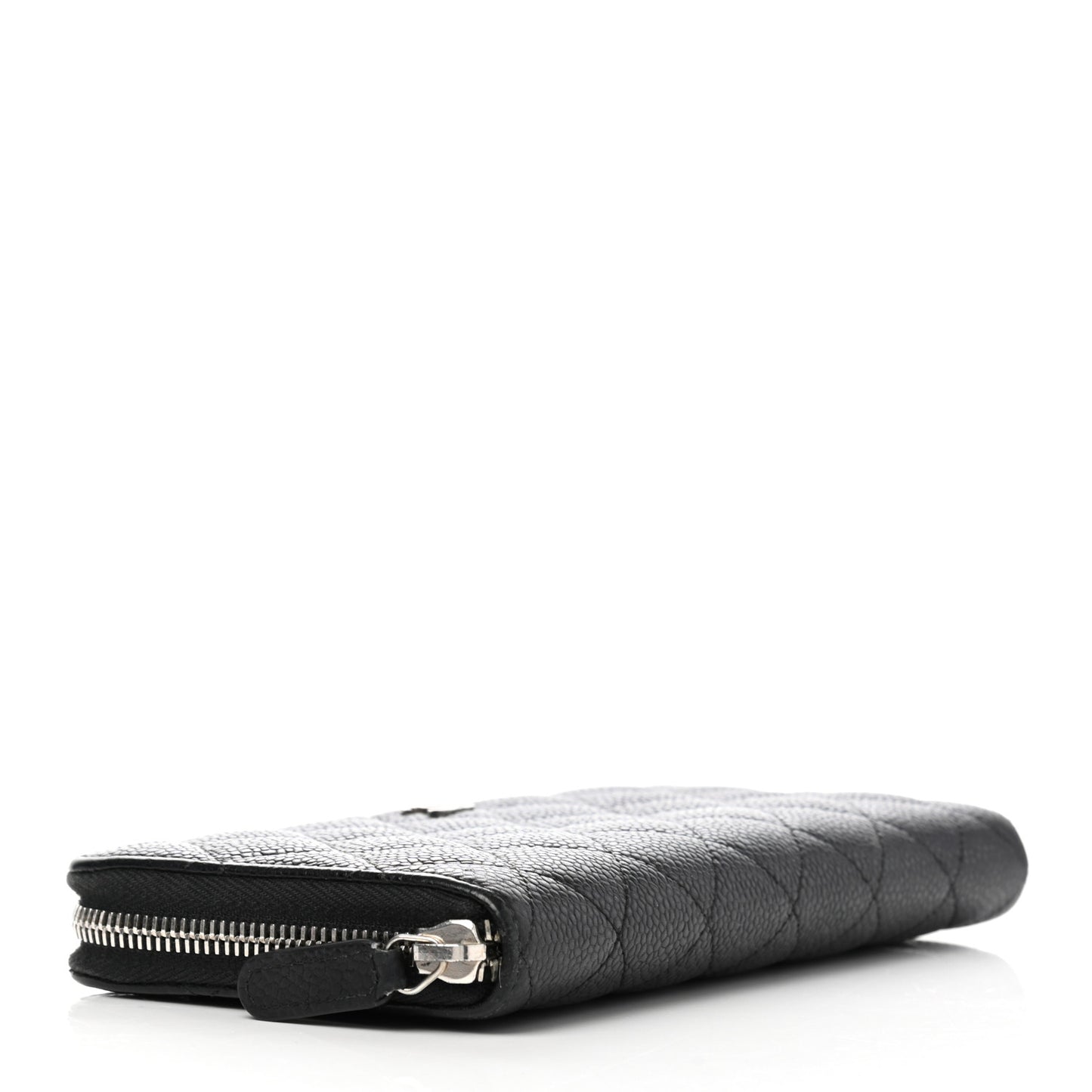 Caviar Quilted Large Gusset Zip Around Wallet Black