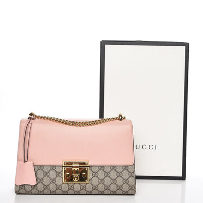 Gucci GG Supreme Monogram Calfskin Medium Padlock Shoulder Bag Beige Perfect Pink 8 of 8