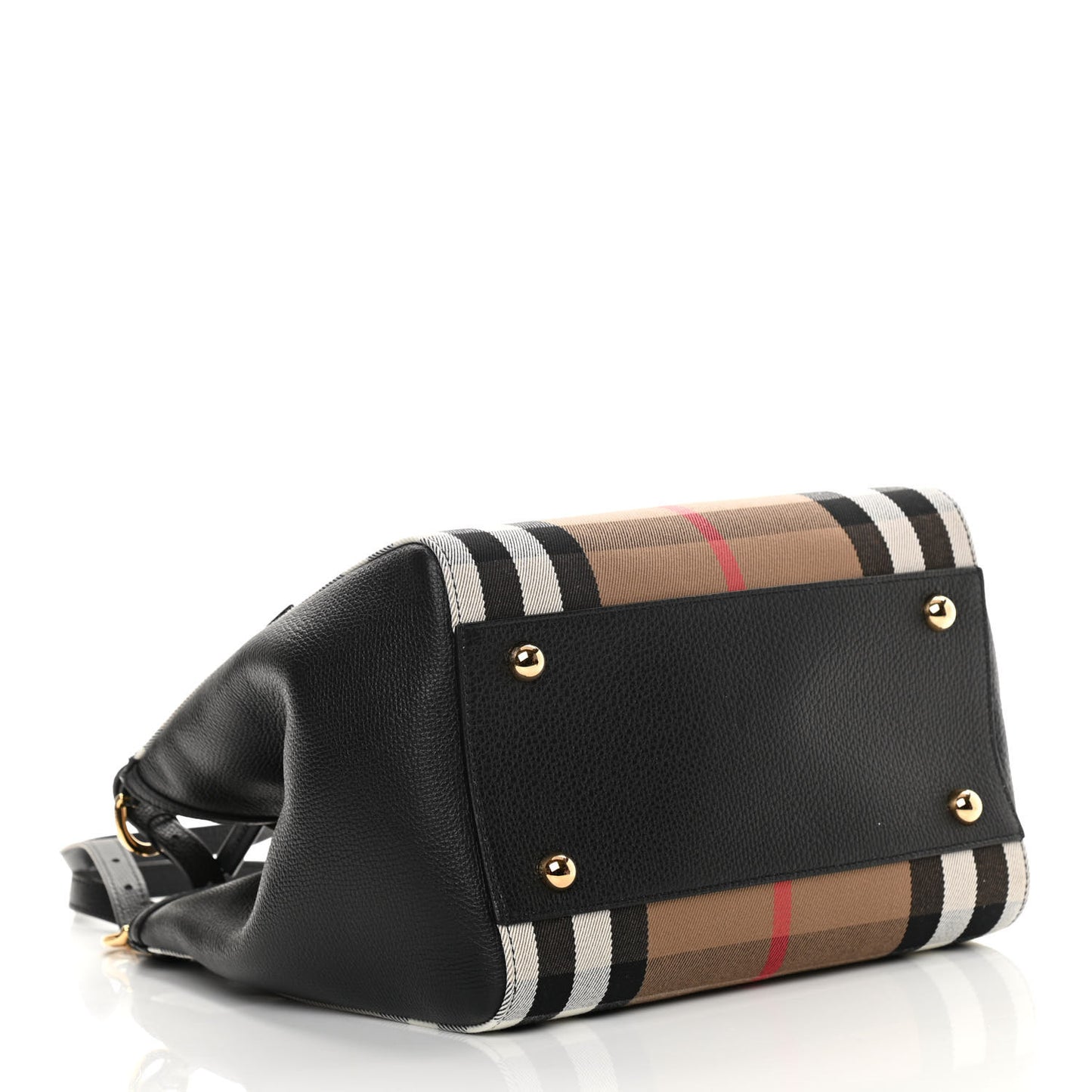 Grainy Calfskin House Check Small Canterbury Tote Black