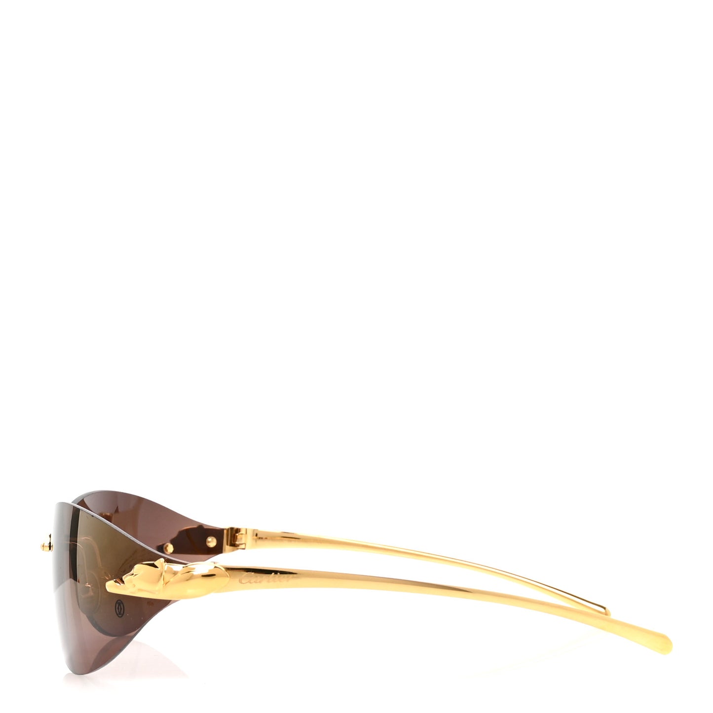 Metal Panthere De Cartier Rimless Sunglasses Gold