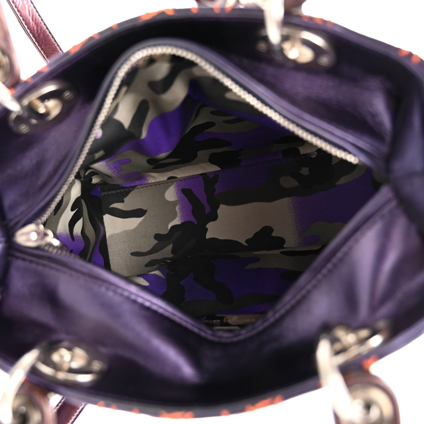Metallic Lambskin Cannage Medium Anselm Reyle Lady Dior Purple Orange