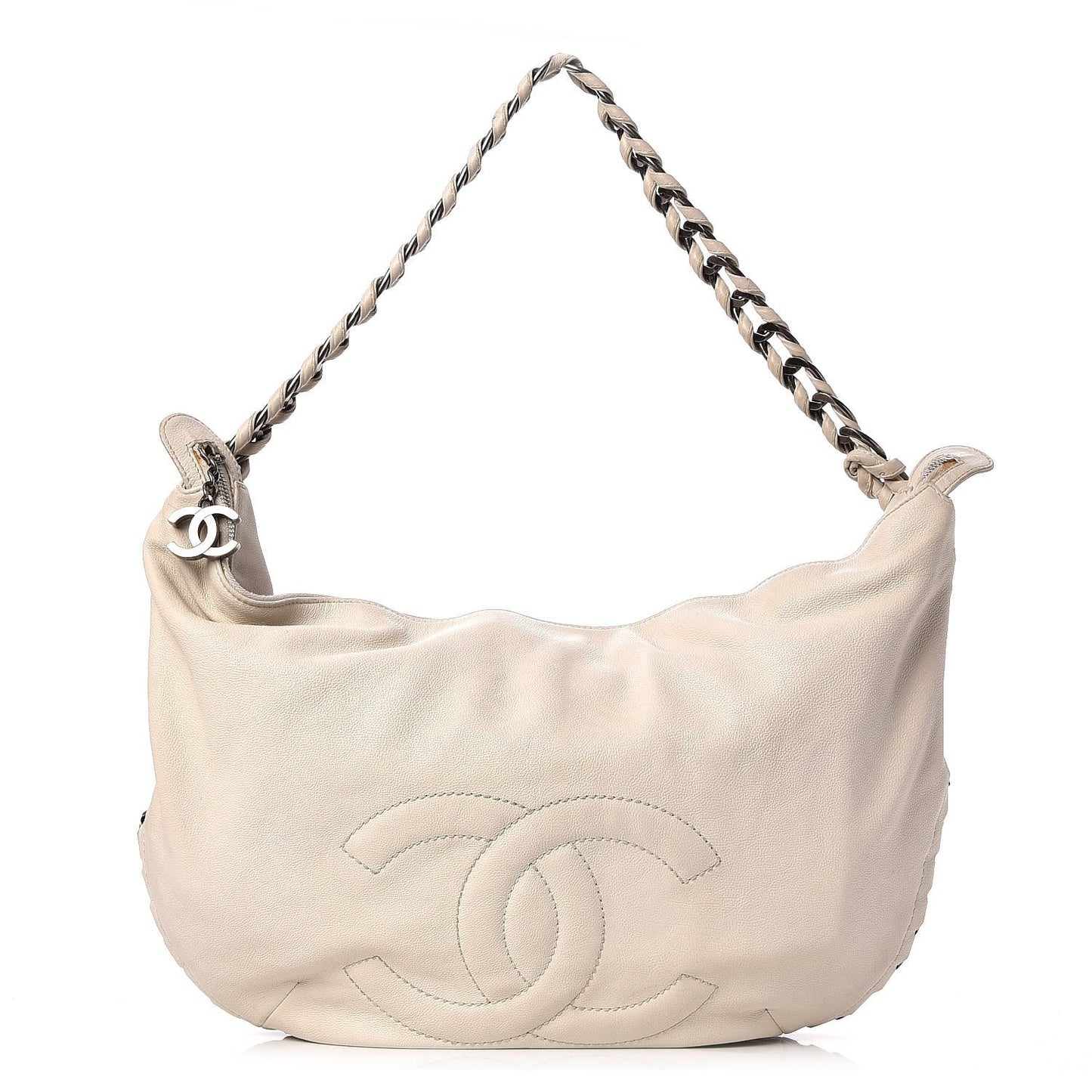 Calfskin Modern Chain Hobo White
