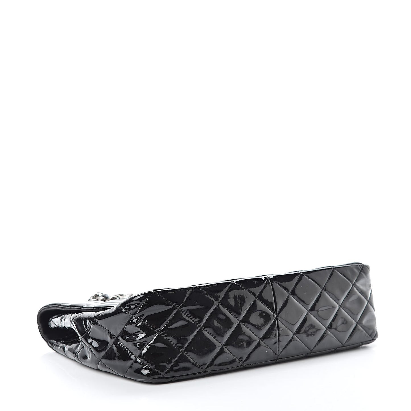 Patent Quilted Jumbo Single Flap Black