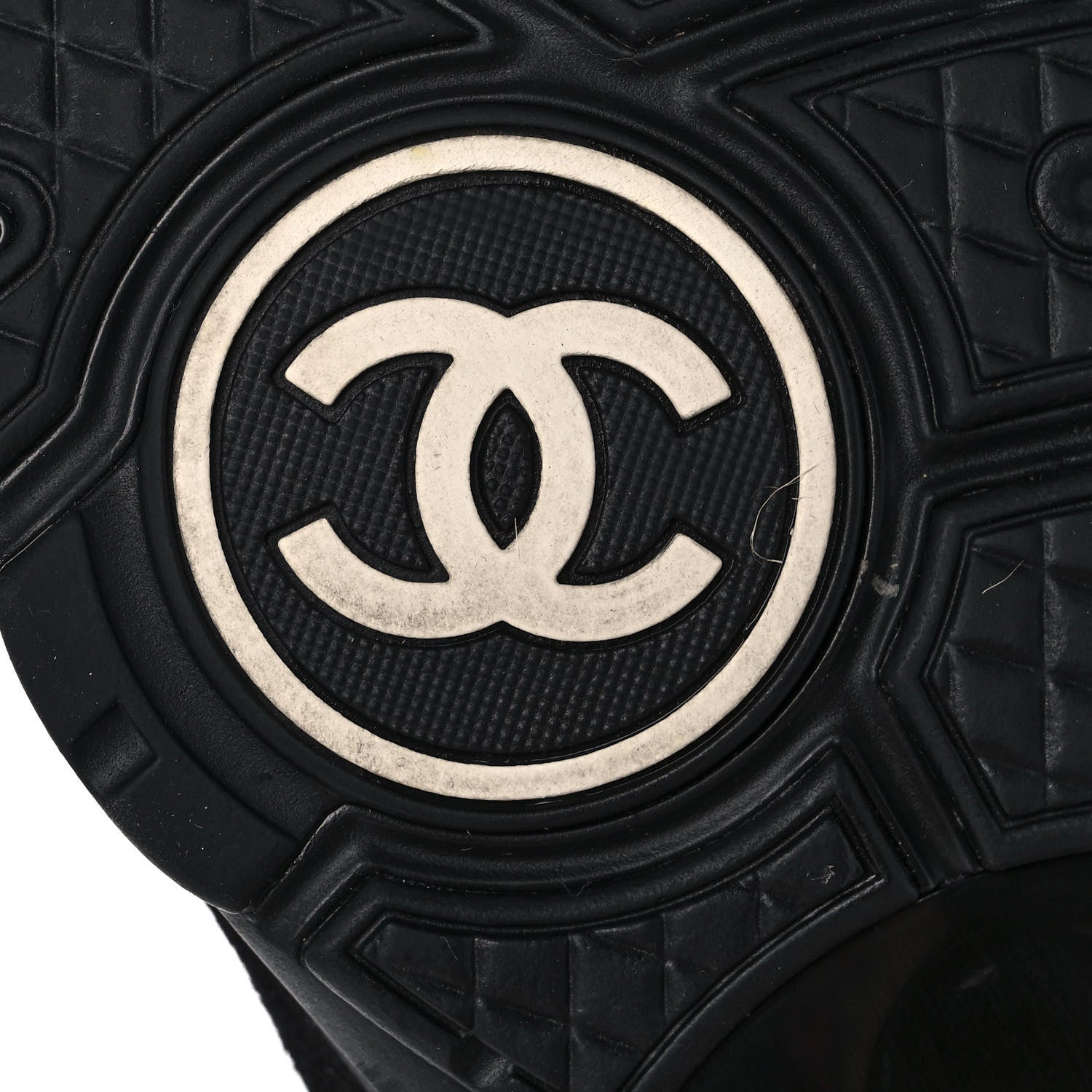 Chanel Fabric Calfskin Suede CC Sneakers 38 Black 6 of 8