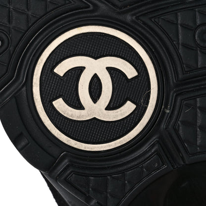 Chanel Fabric Calfskin Suede CC Sneakers 38 Black 6 of 8