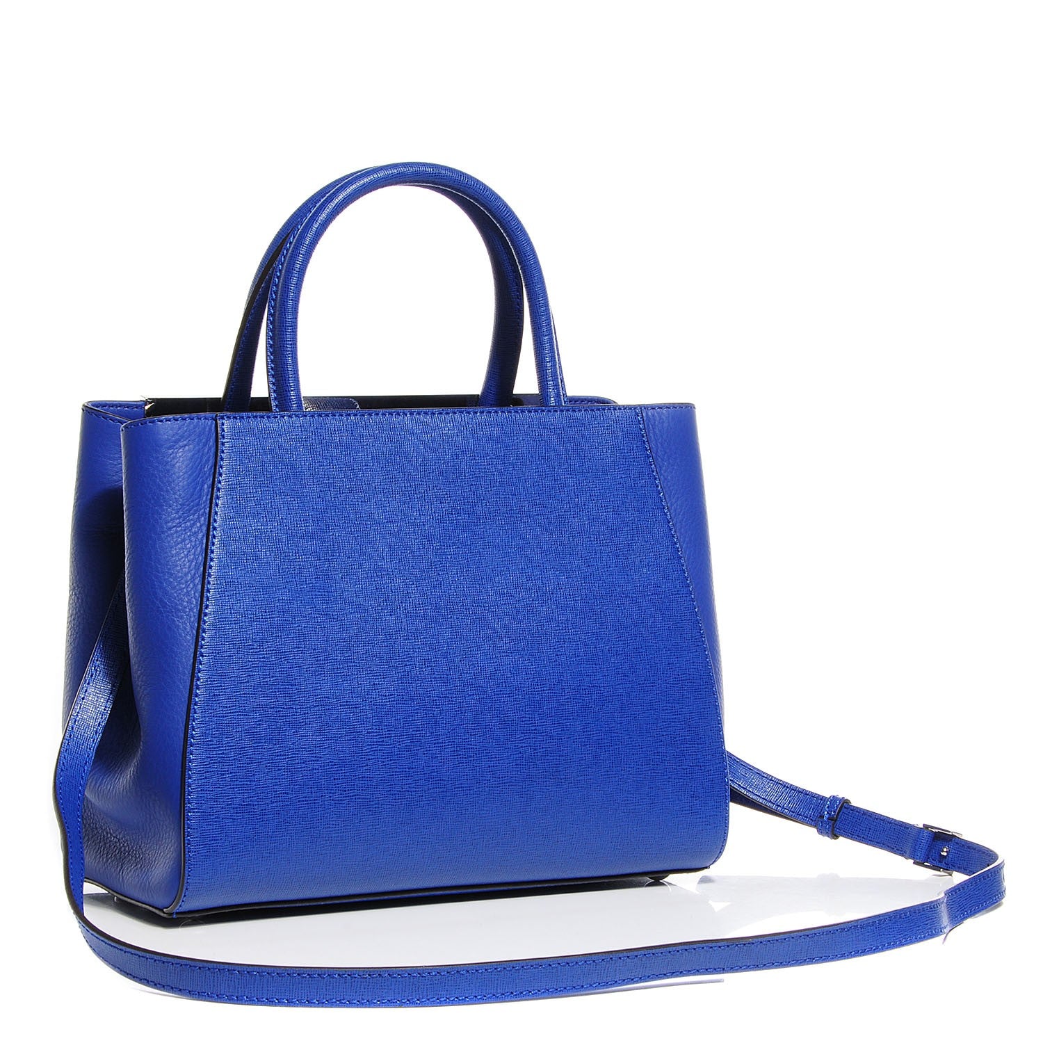 Fendi Vitello Elite Petite 2Jours Tote Blue Neon 3 of 11