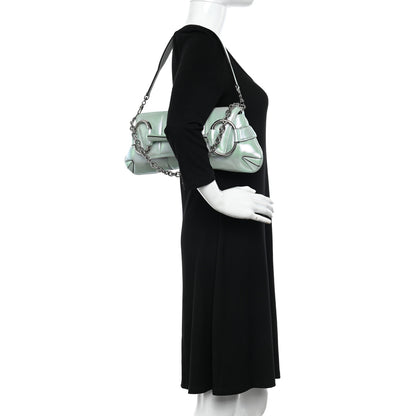 Gucci Iridescent Nappa Vertical Matelasse Medium Maxi Horsebit Chain Shoulder Bag Iridescent Salvy Green 2 of 10