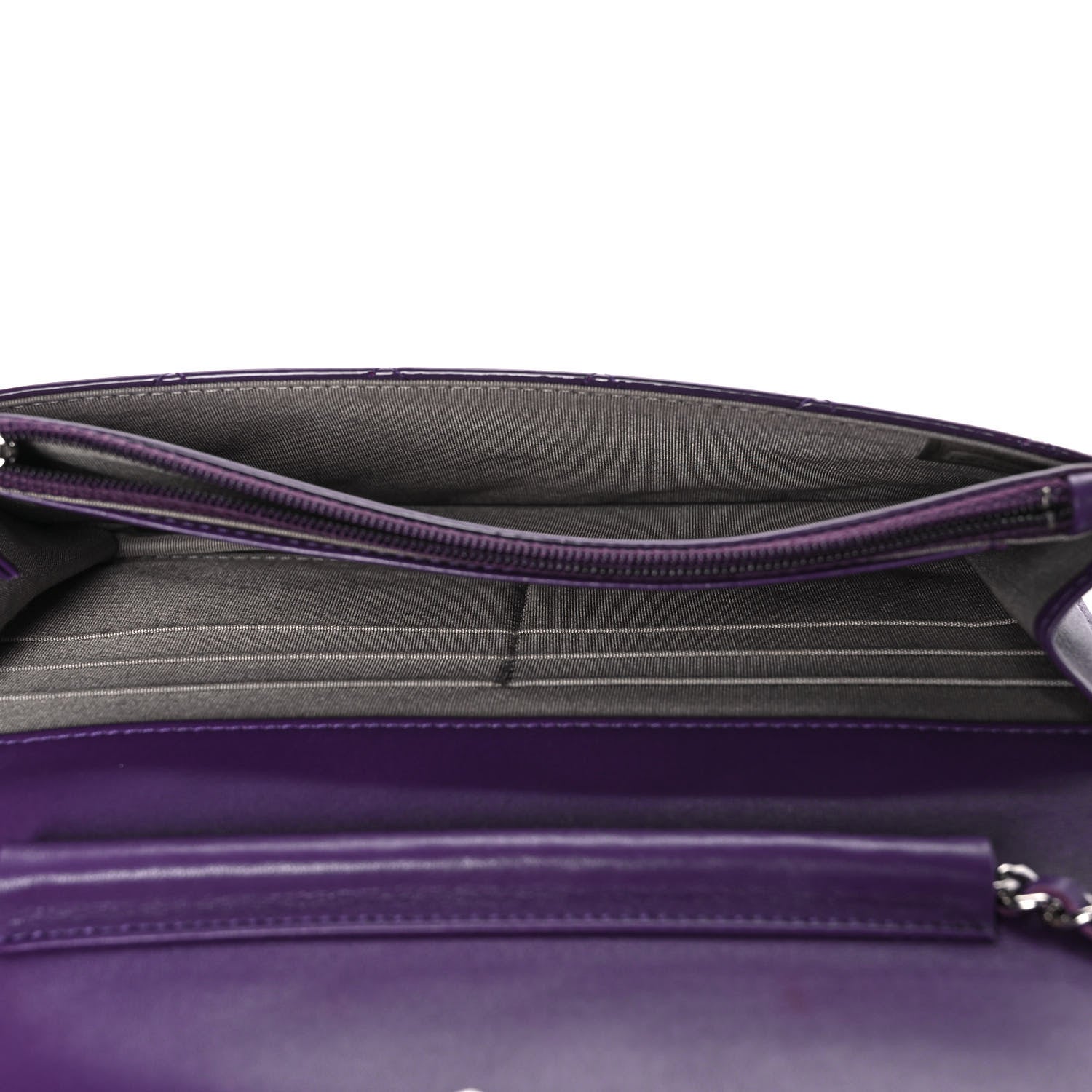 Chanel Patent Quilted Brilliant Wallet On Chain WOC Violet 6 of 11