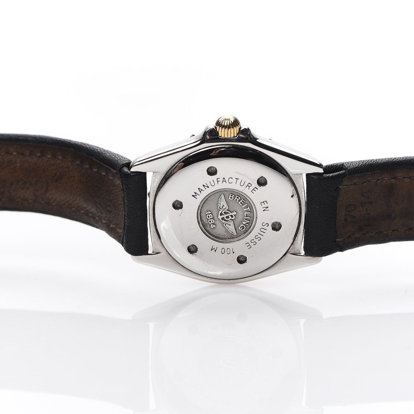 Stainless Steel 18K Yellow Gold Calfskin 28mm Callistino Quartz Watch Black B52045.1