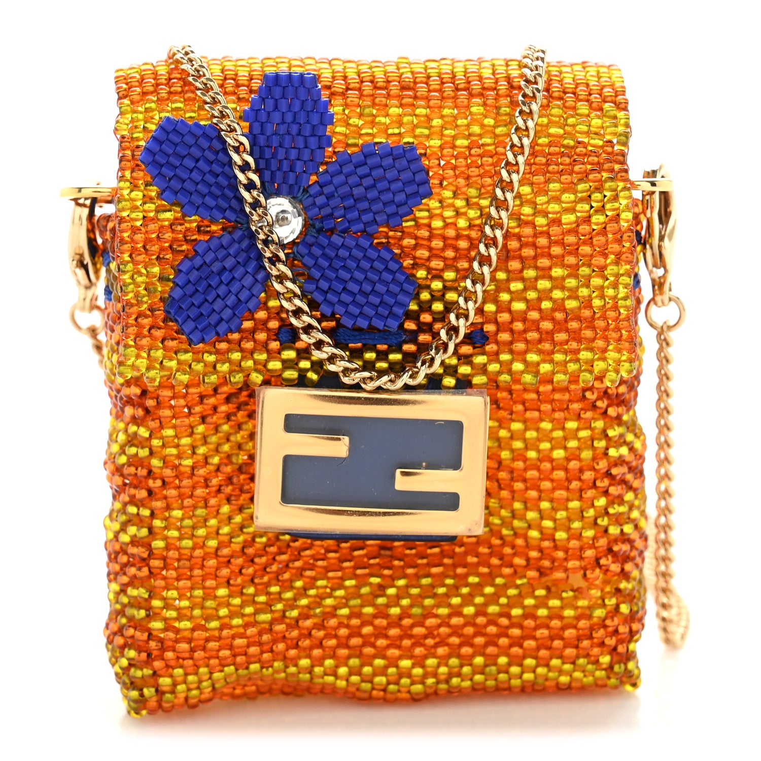 Fendi Glass Vitello King Beaded Mini Pico Baguette Charm Multicolor 1 of 10
