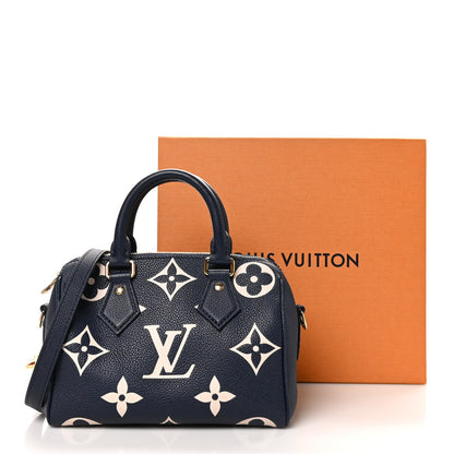 Louis Vuitton Empreinte Monogram Giant Speedy Bandouliere 20 Navy Creme 10 of 10