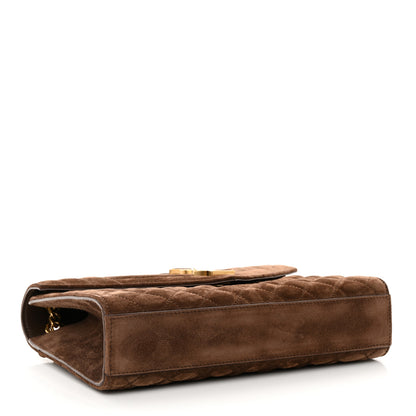 Saint Laurent Suede Mixed Matelasse Triquilt Medium Monogram Envelope Satchel Bark Brown 4 of 12