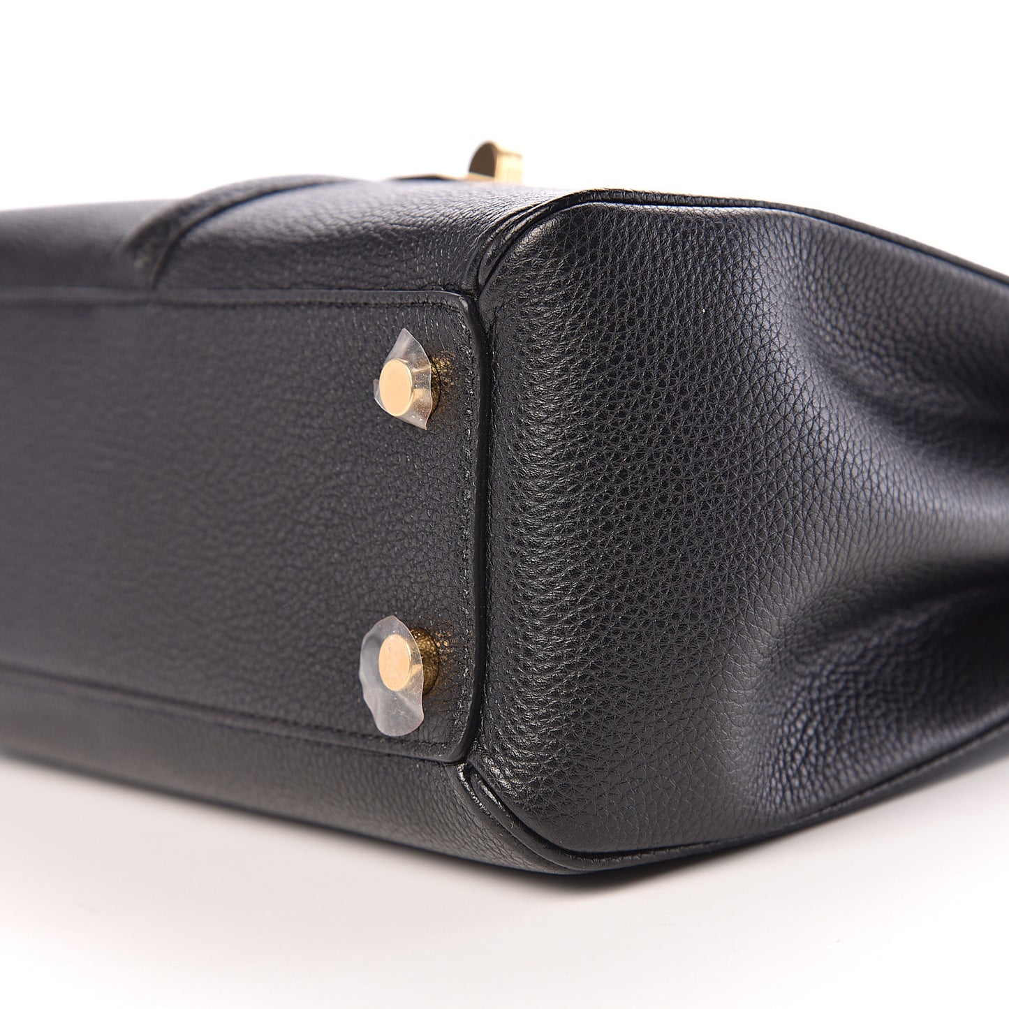 Grained Calfskin Small 16 Top Handle Bag Black