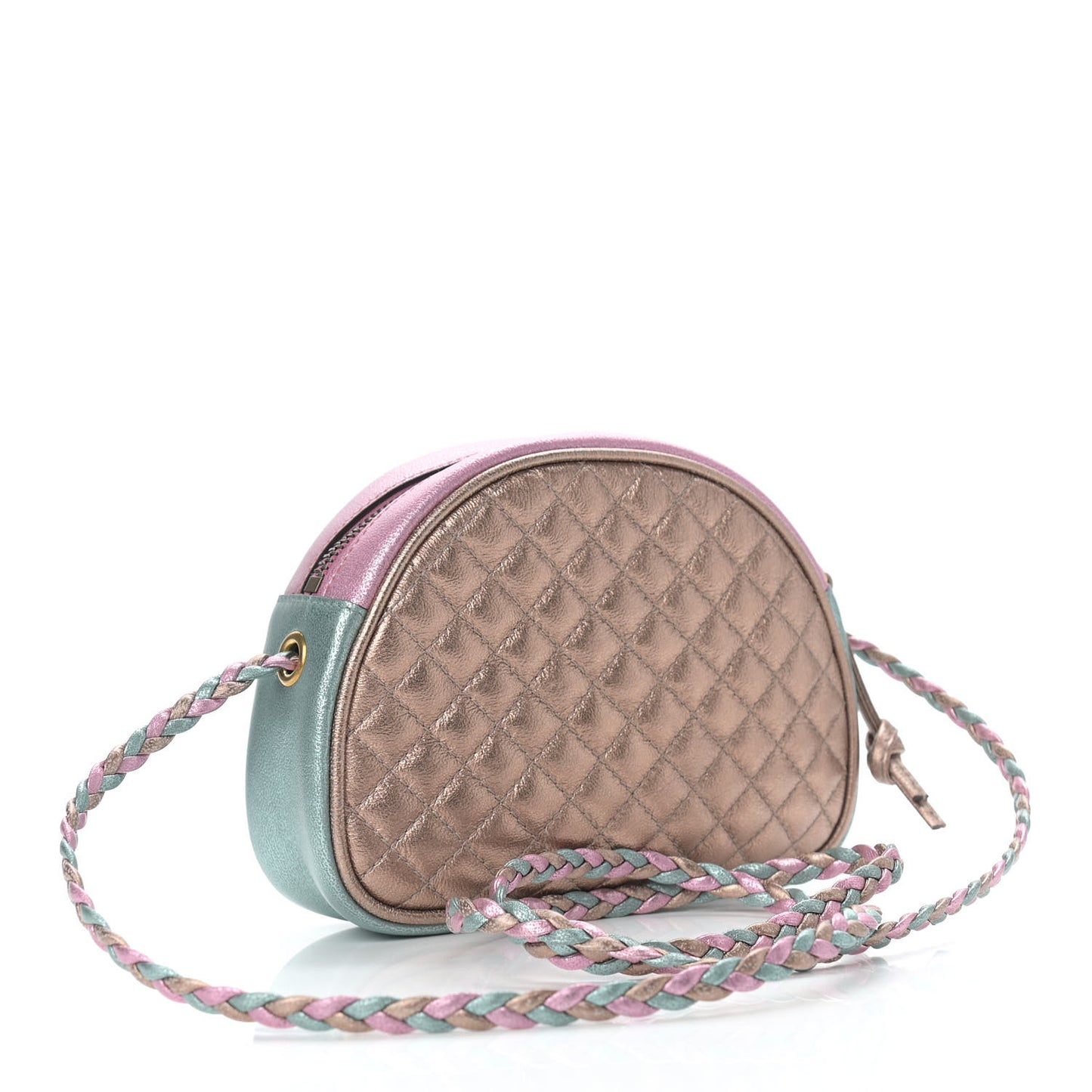 Laminated Nappa Trapuntata Mini Zumi Dome Shoulder Bag Rosa Lago Rame