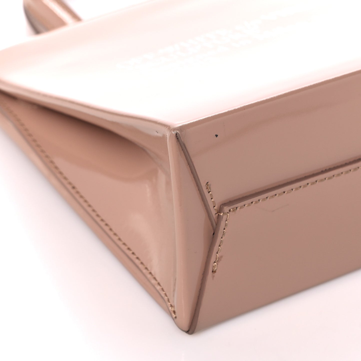 Patent Mini Box Bag Nude Beige