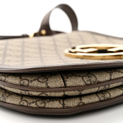 Gucci GG Supreme Monogram Textured Dollar Calfskin Web Medium Blondie Top Handle Shoulder Flap Bag Beige Ebony New Acero 10 of 11