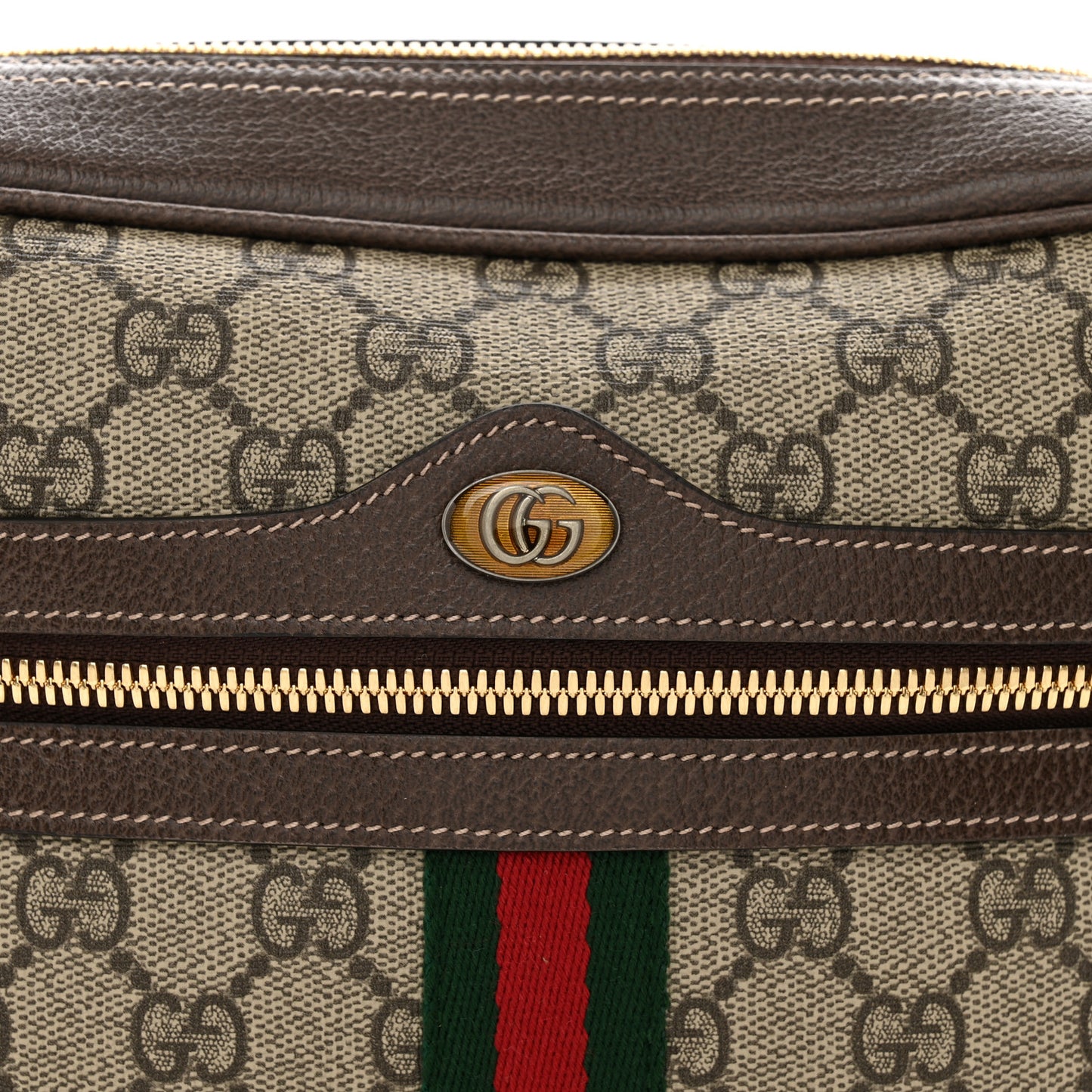 GG Supreme Monogram Web Small Ophidia Shoulder Bag Brown