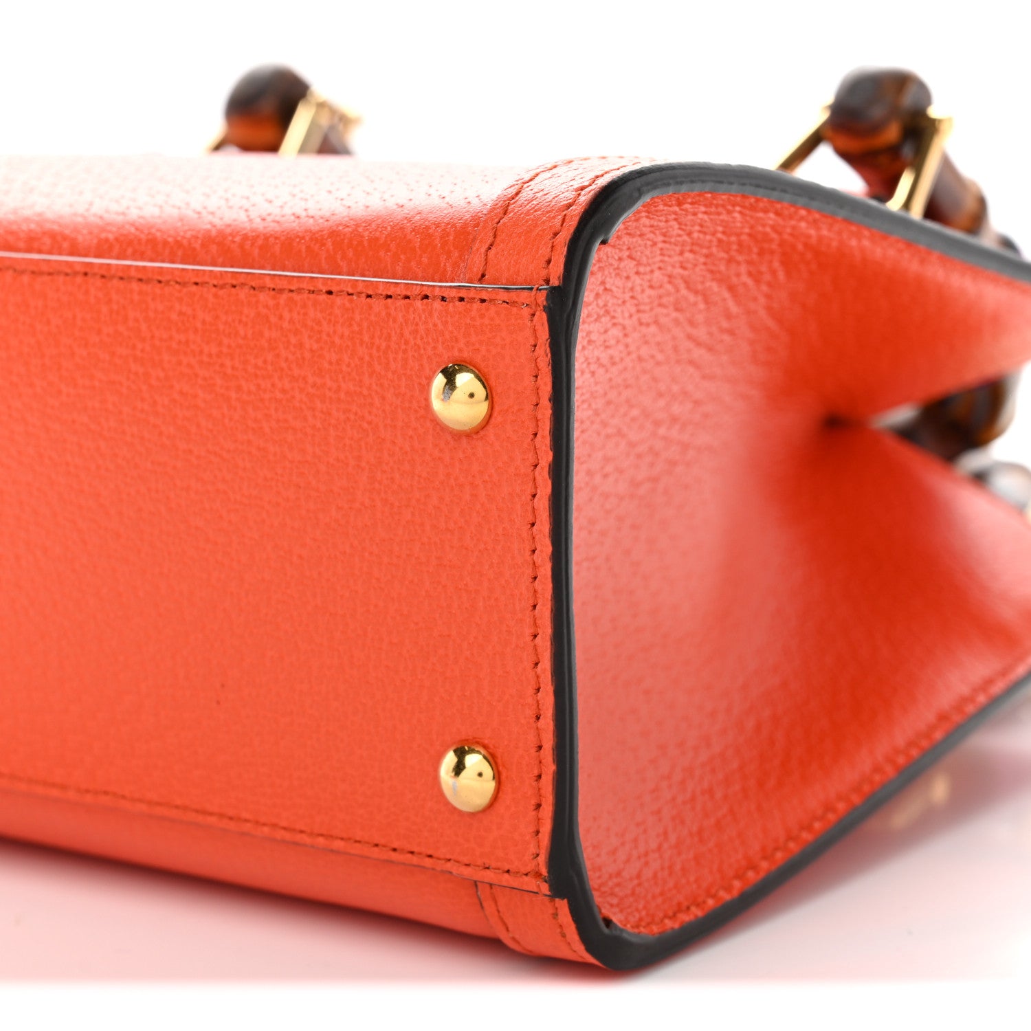 Gucci Textured Dollar Calfskin Web Mini Diana Tote Bag Deep Orange Spicy Cyclamin 10 of 10