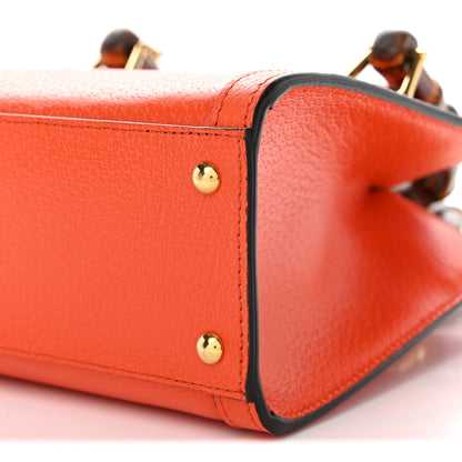 Gucci Textured Dollar Calfskin Web Mini Diana Tote Bag Deep Orange Spicy Cyclamin 10 of 10