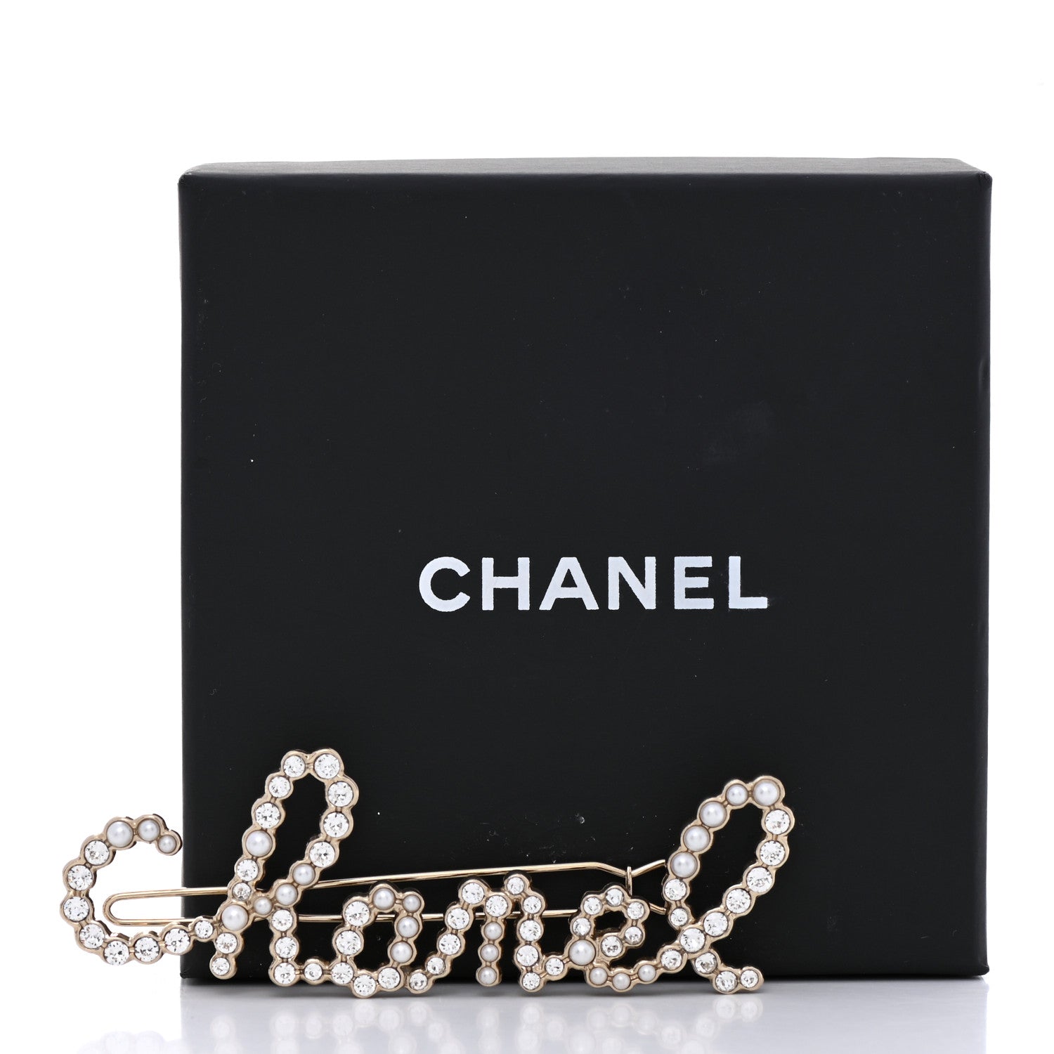 Chanel Metal Glass Swirling Pearls Hair Clip Gold 4 of 4