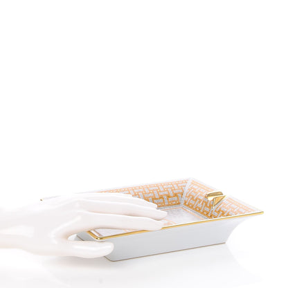 Hermes Porcelain Mosaique Au 24 Gold Ashtray 3 of 5