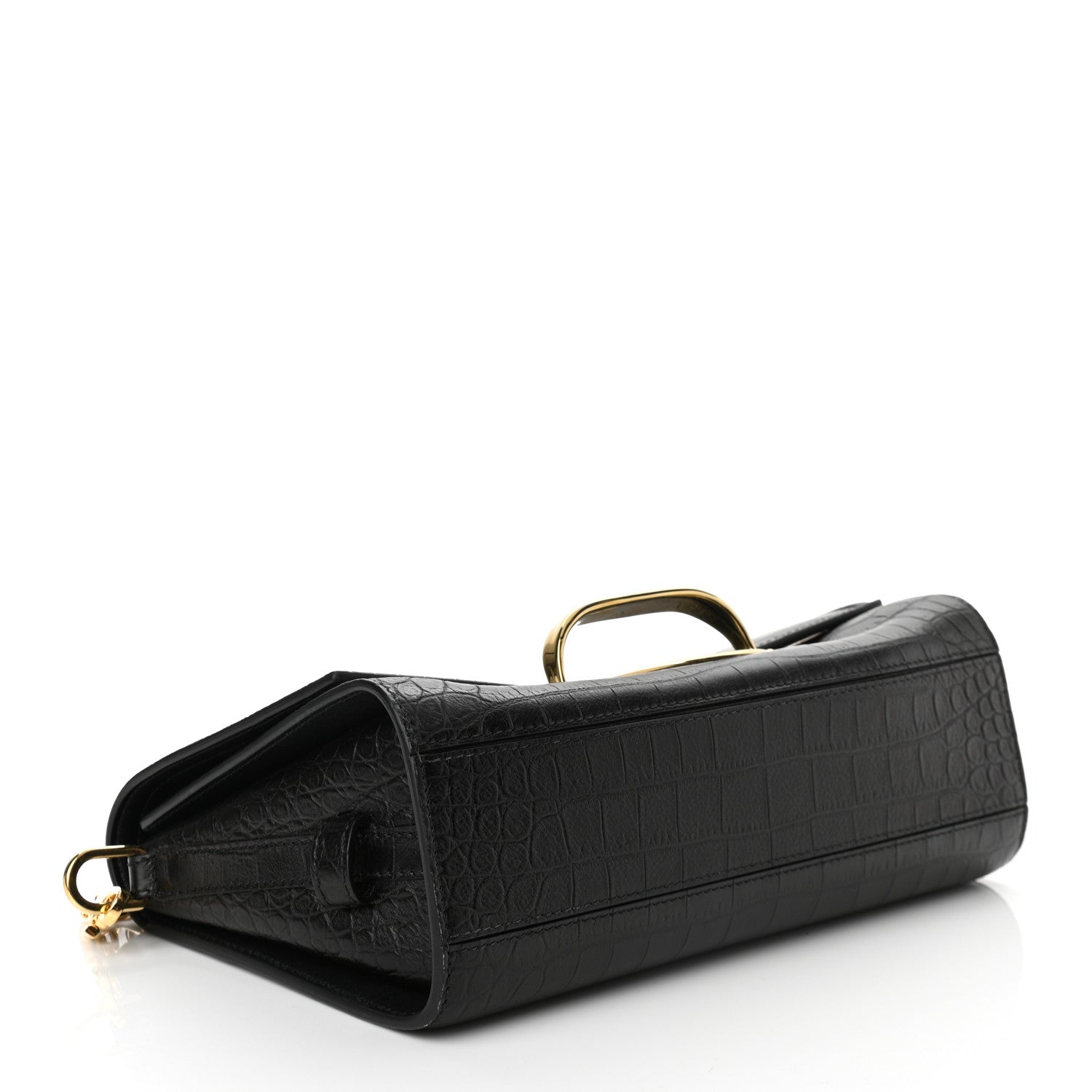 Alexander McQueen Calfskin Crocodile Embossed The Story Shoulder Bag Black 4 of 9