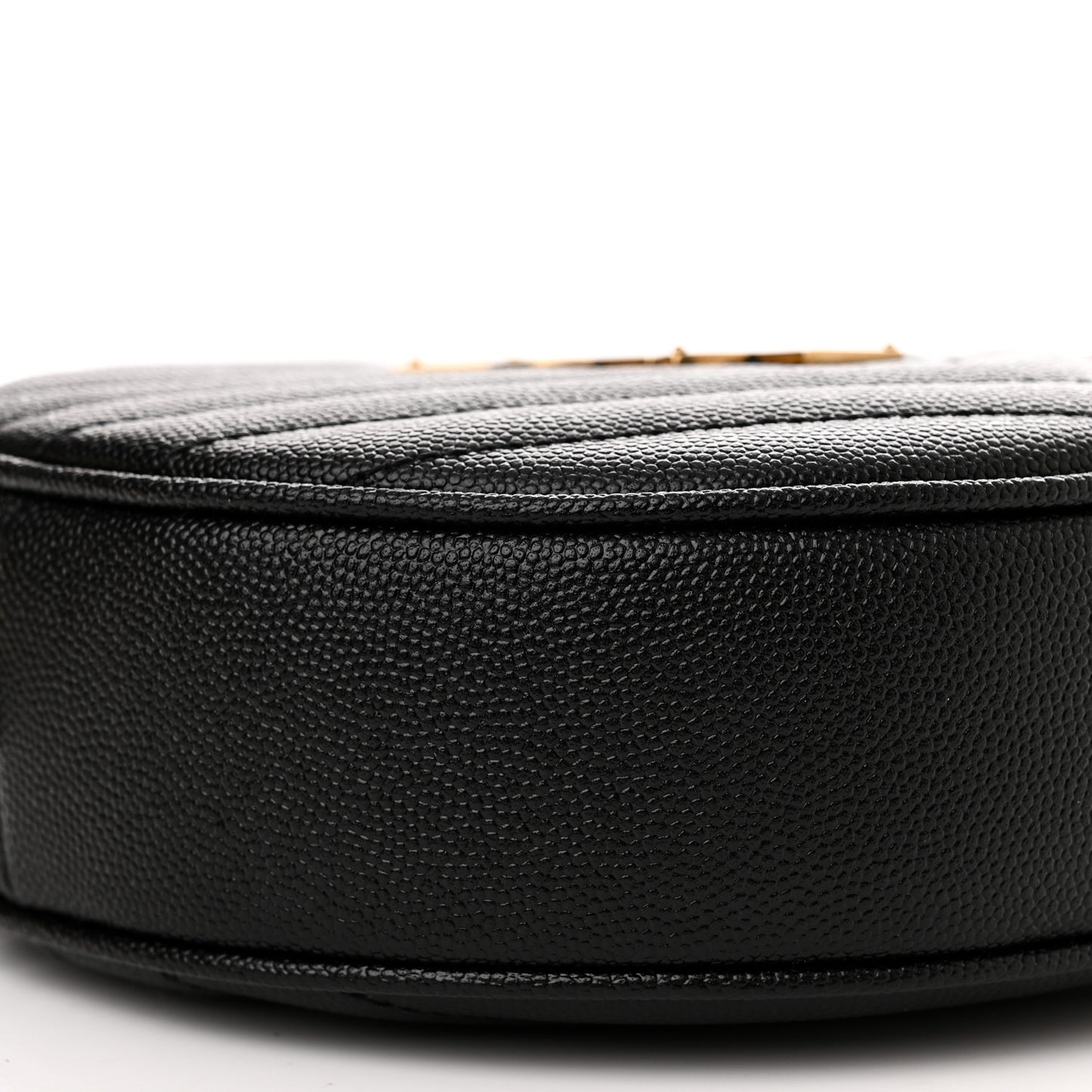 Grain De Poudre Matelasse Chevron Quilted Round Vinyle Camera Bag Black