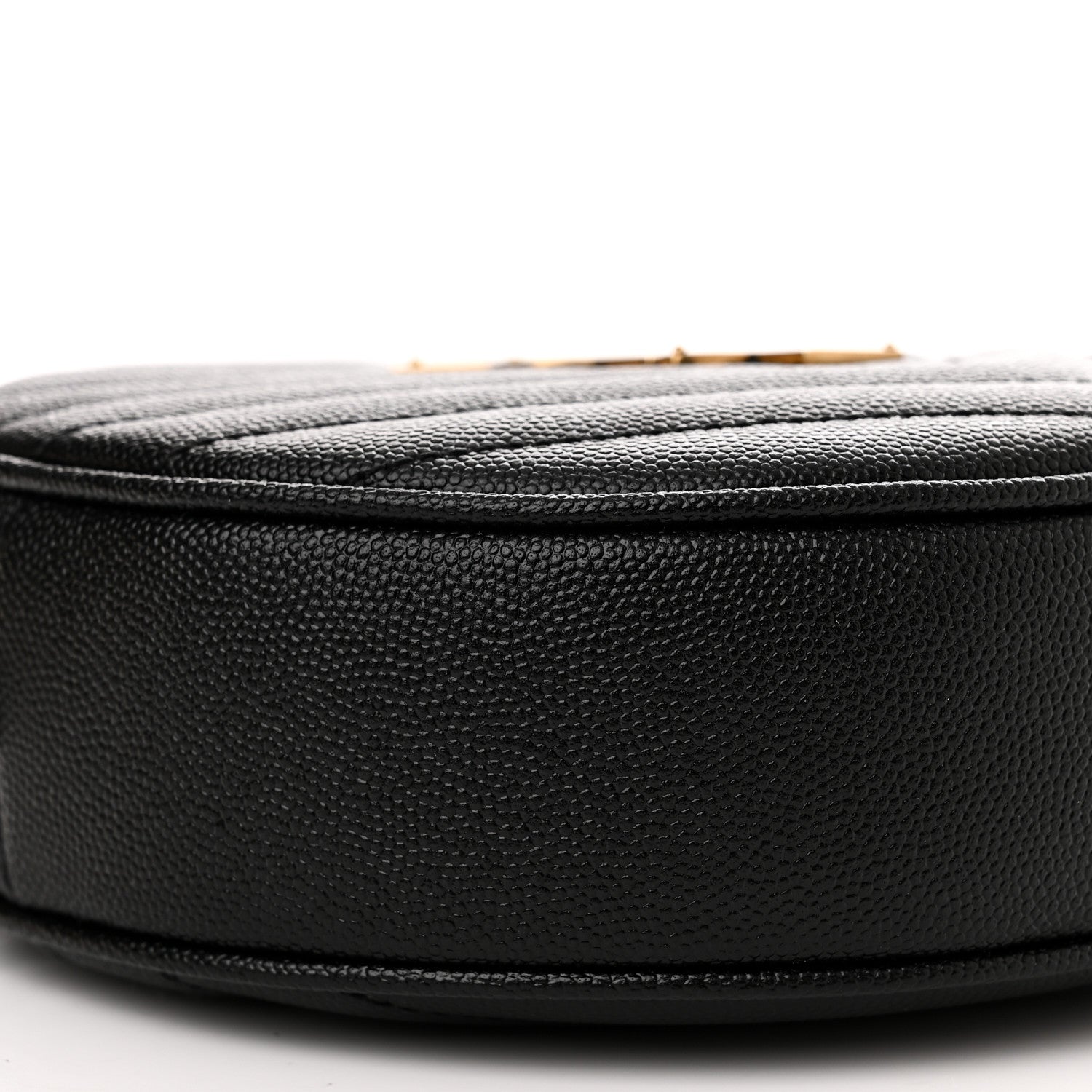 Saint Laurent Grain De Poudre Matelasse Chevron Quilted Round Vinyle Camera Bag Black 8 of 9