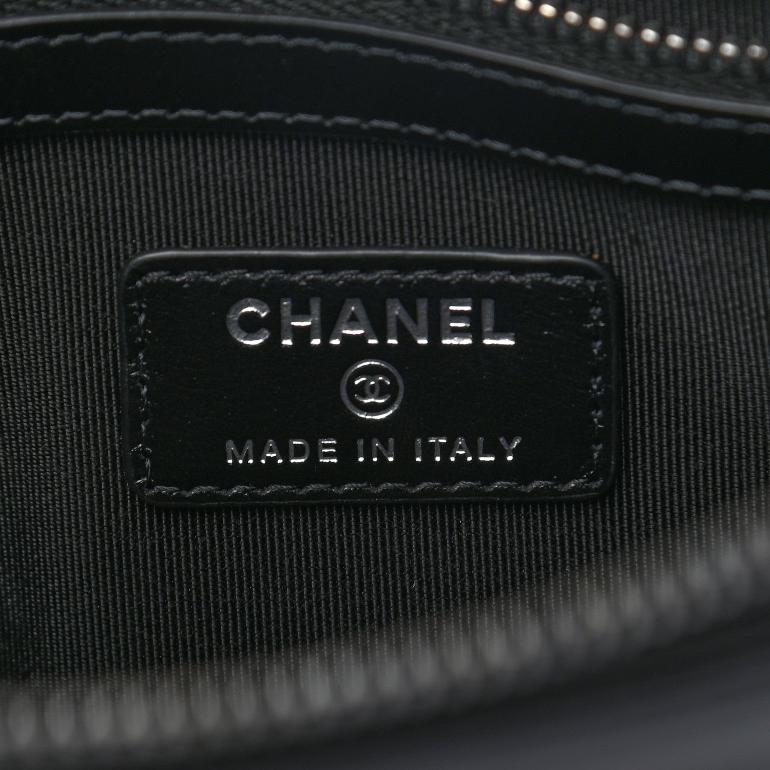Chanel Shiny Calfskin Crystal Pearl Logo Cosmetic Case Black 6 of 7