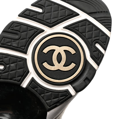 Chanel Mesh Suede Calfskin Grained Calfskin Womens CC Sneakers 36 White Black 8 of 10