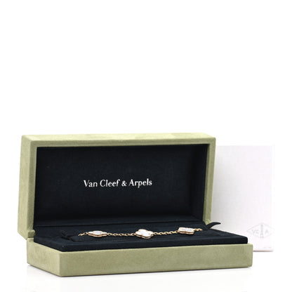 Van Cleef & Arpels 18K Yellow Gold Mother of Pearl 5 Motifs Vintage Alhambra Bracelet 4 of 4