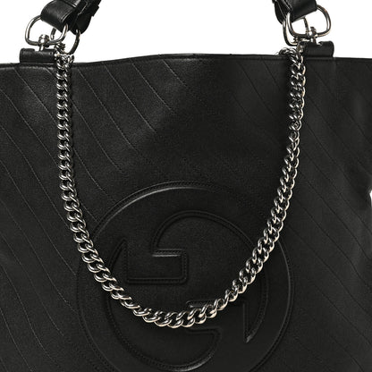 Gucci Sakai Be Green Calfskin Diagonal Stitched Medium Blondie Tote Black 8 of 11