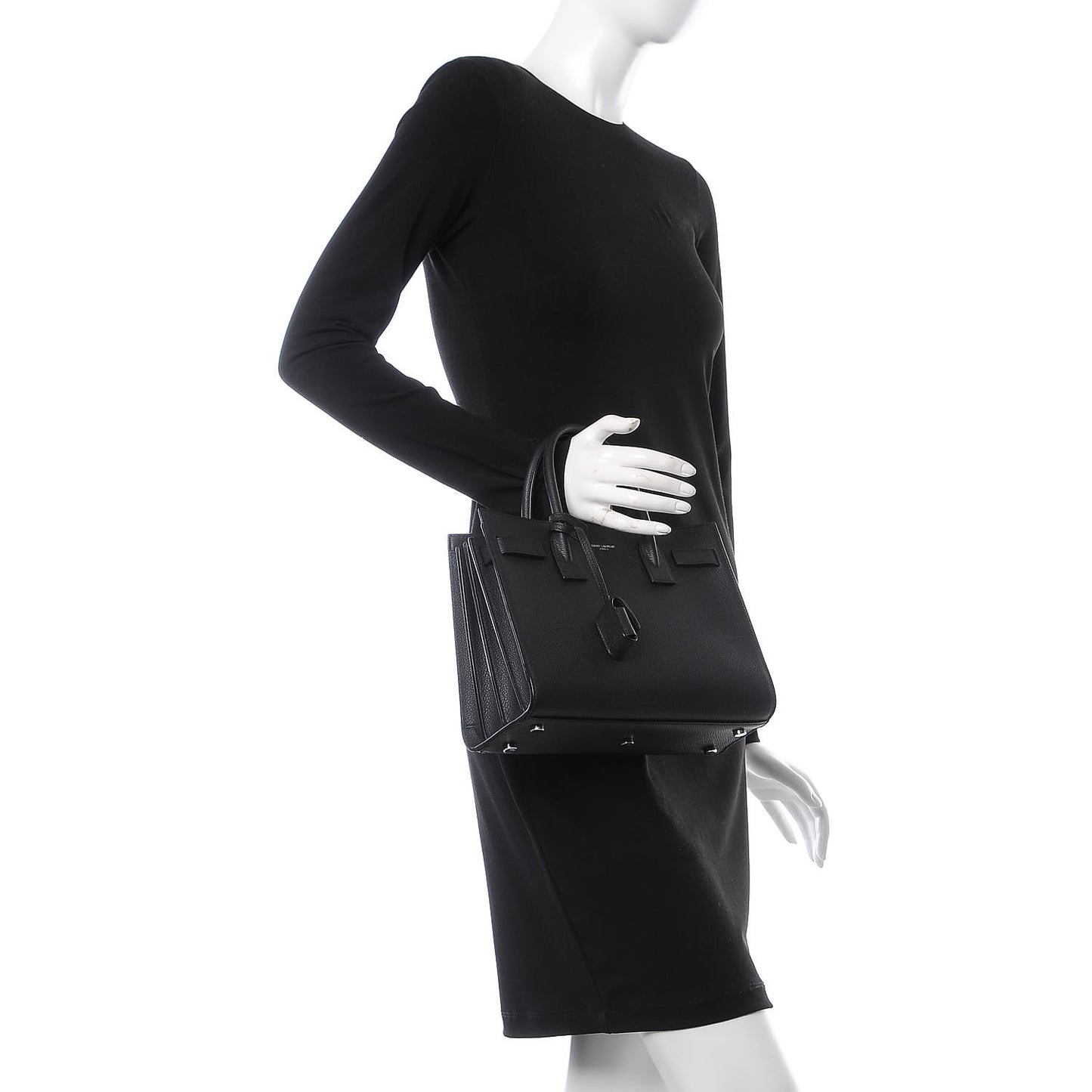 Grained Calfskin Baby Sac De Jour Black