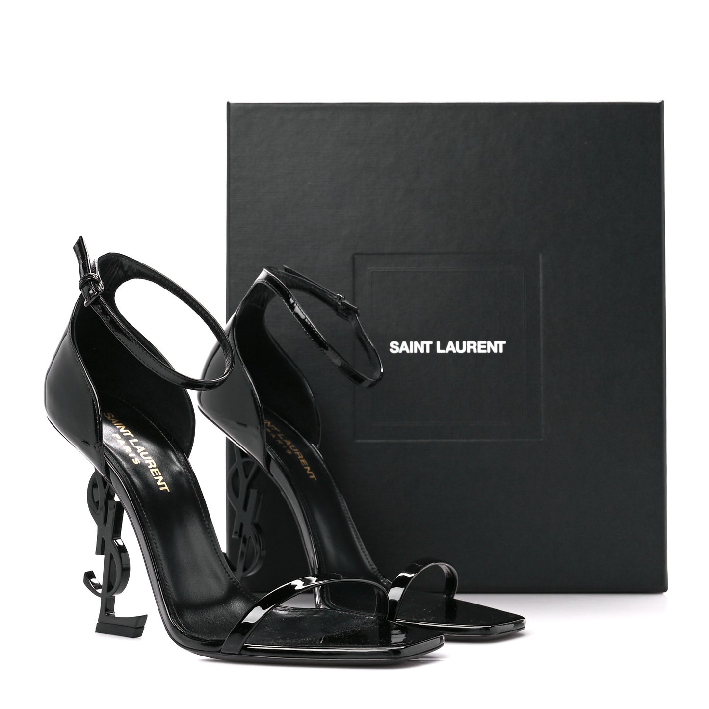 Patent Calfskin Opyum 110 Sandals 38 Black