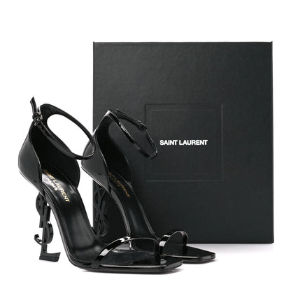Saint Laurent Patent Calfskin Opyum 110 Sandals 38 Black 8 of 8