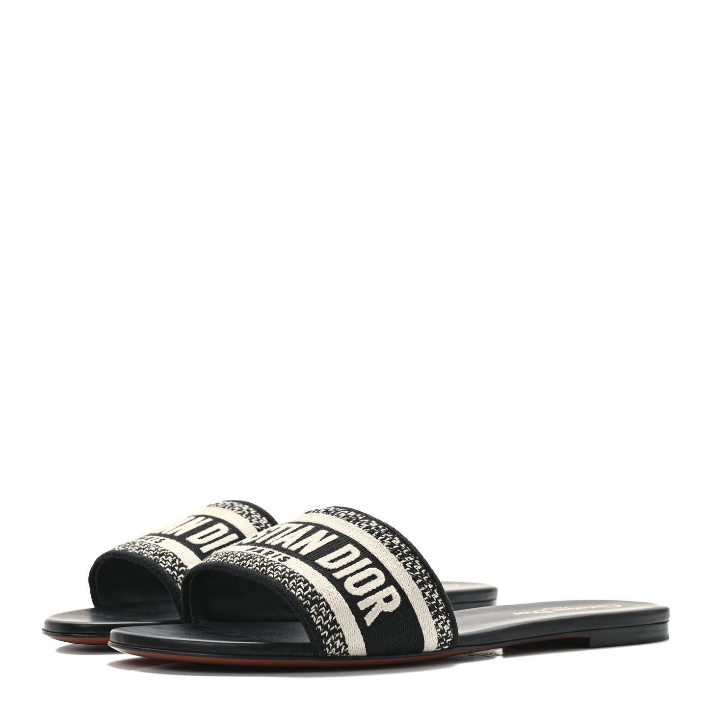 Canvas Embroidered Dway Mules Slide Sandals 41 Black