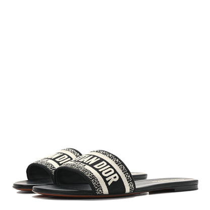 Christian Dior Canvas Embroidered Dway Mules Slide Sandals 41 Black 3 of 9