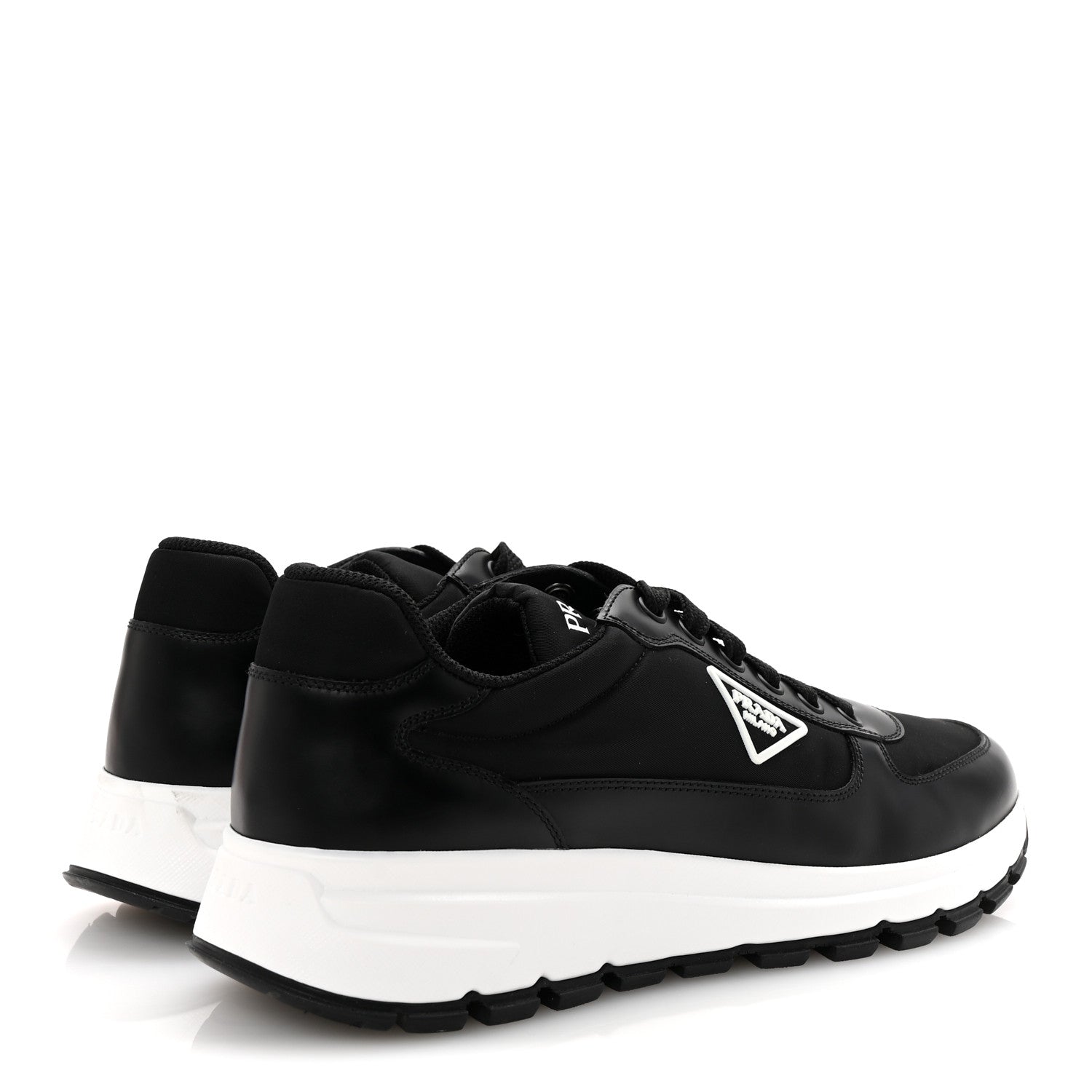 Prada Re-Nylon Piuma Metal Triangle Logo Quilted 45mm Sneakers 39.5 Black 5 of 10