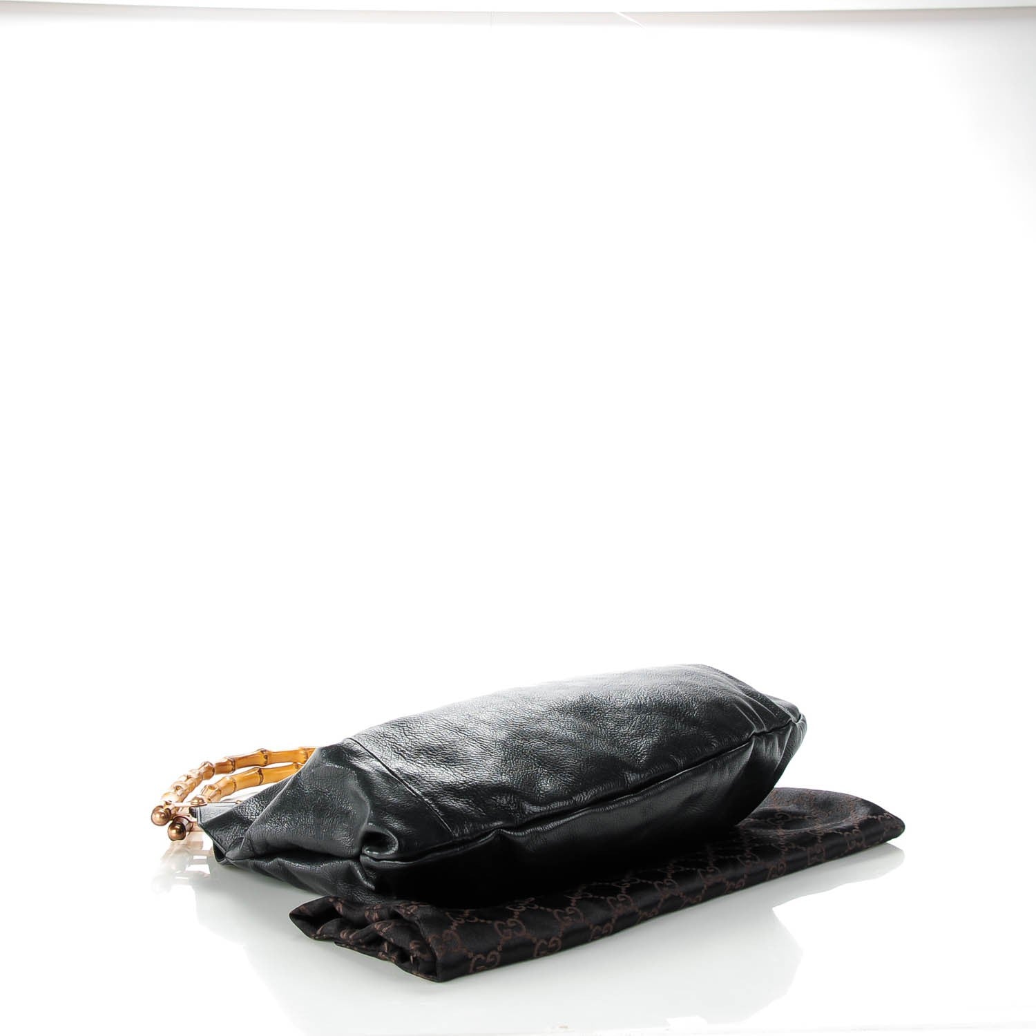 Gucci Calfskin Studded Bamboo Top Handle Shoulder Black 4 of 7