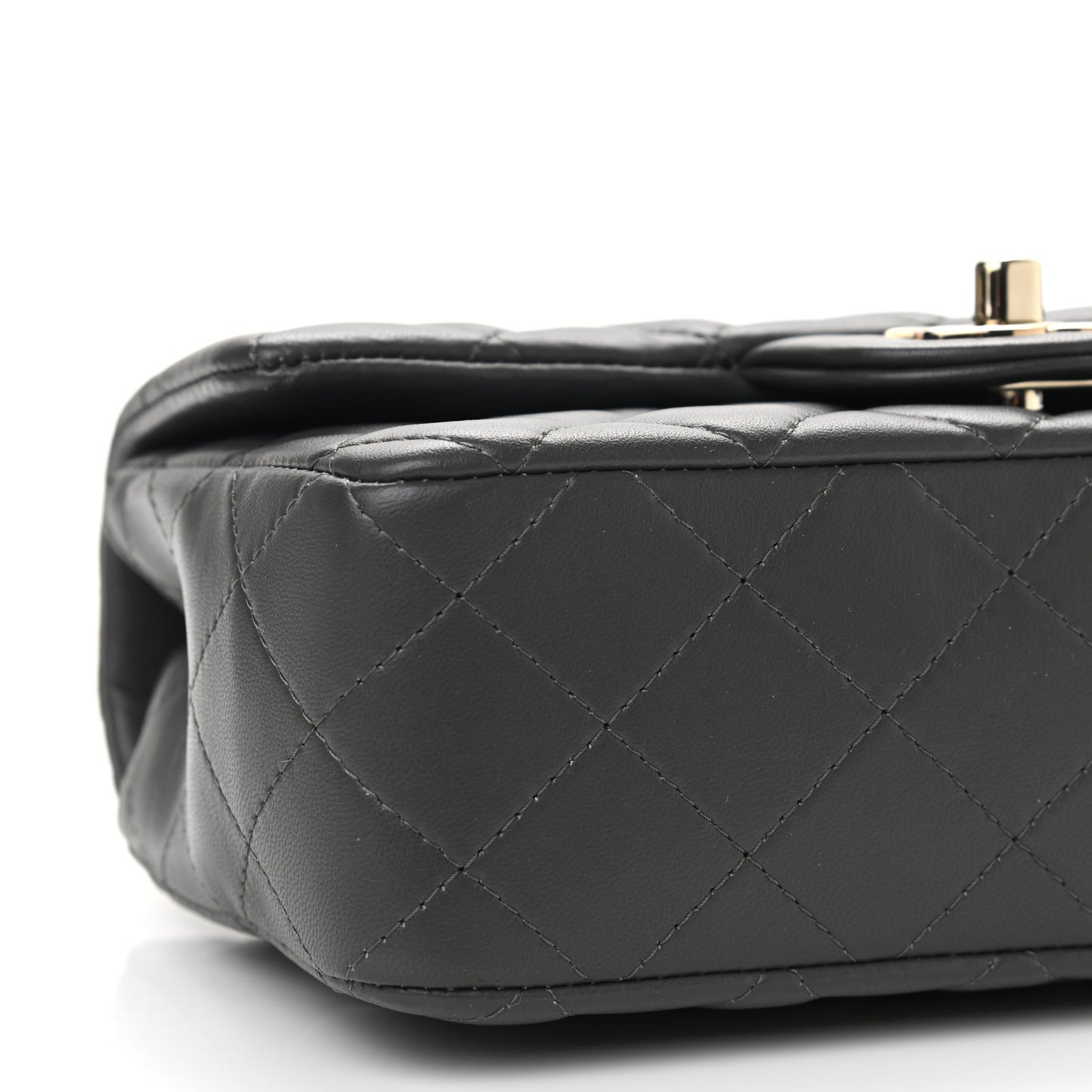 Lambskin Quilted Mini Rectangular Flap Dark Grey