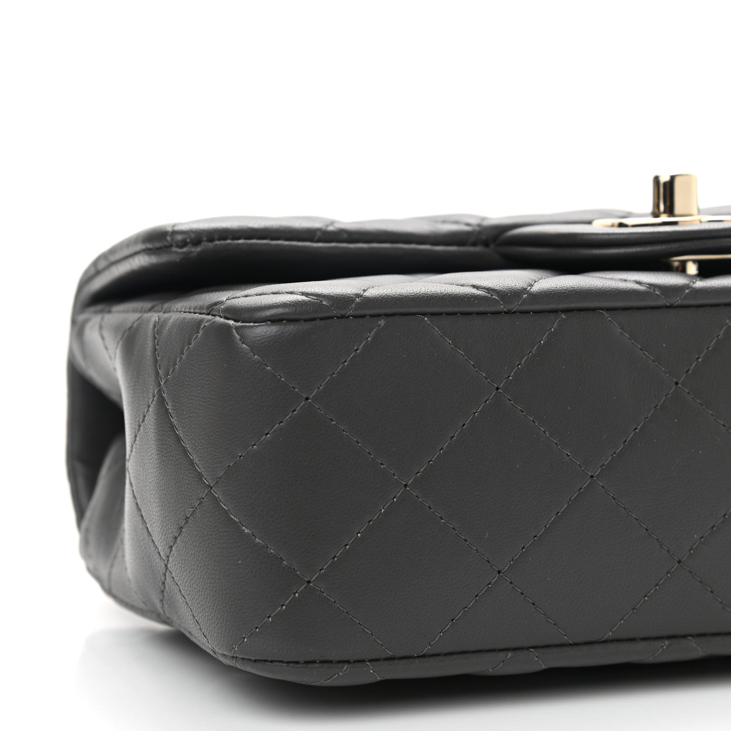 Chanel Lambskin Quilted Mini Rectangular Flap Dark Grey 9 of 11