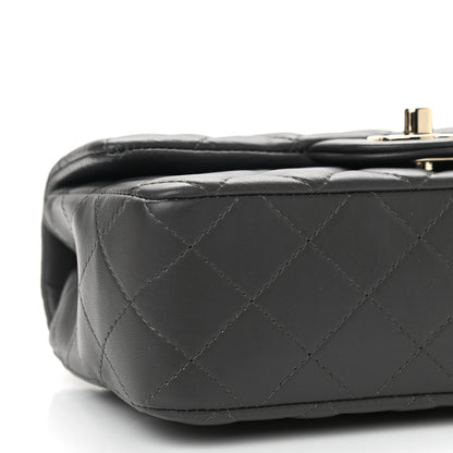 Chanel Lambskin Quilted Mini Rectangular Flap Dark Grey 9 of 11