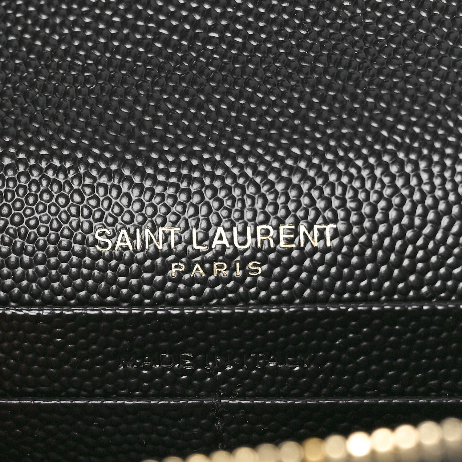 Saint Laurent Grain De Poudre Matelasse Chevron Monogram Envelope Chain Wallet Black 6 of 9