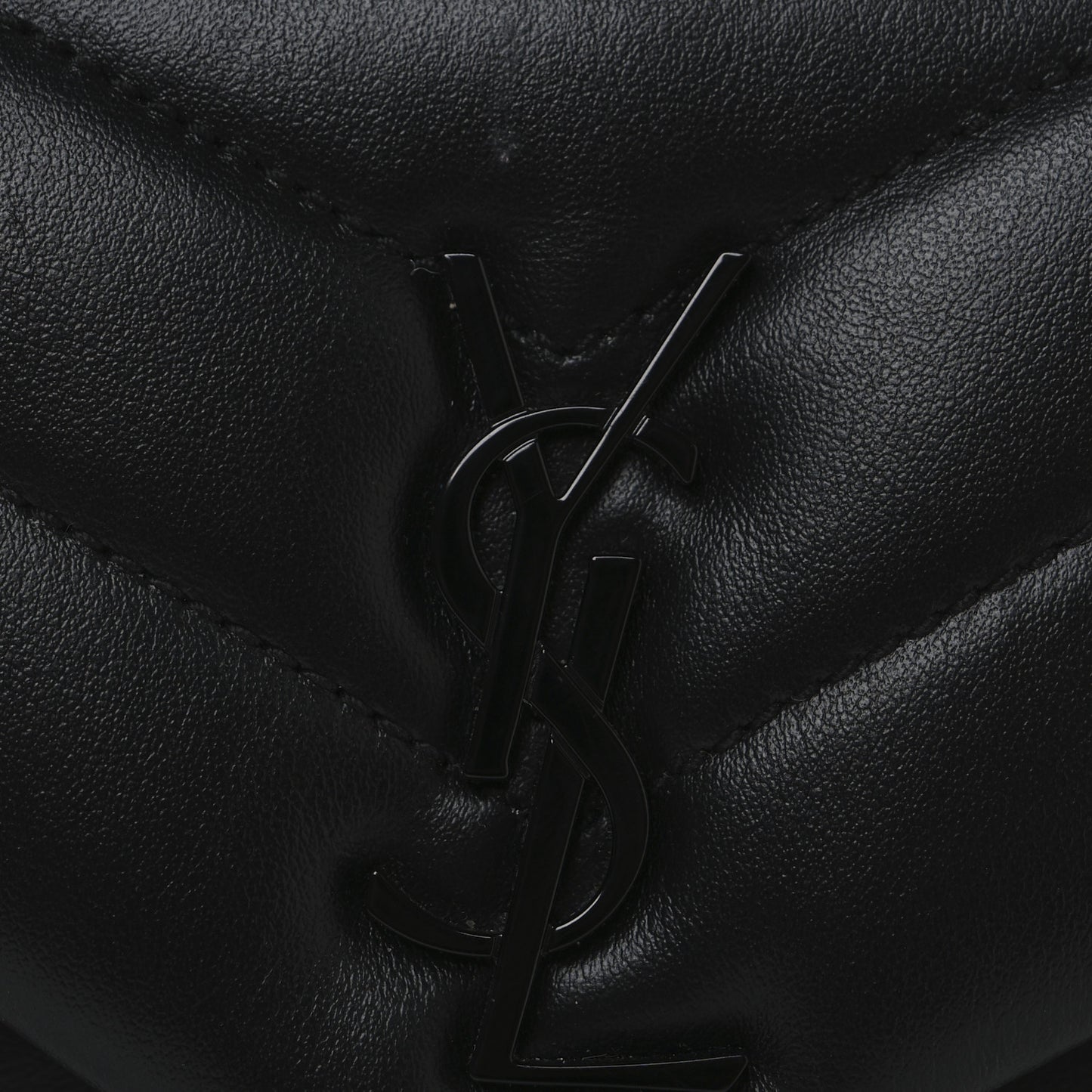 Calfskin Y Quilted Monogram Monochrome Toy Loulou Crossbody Bag Black