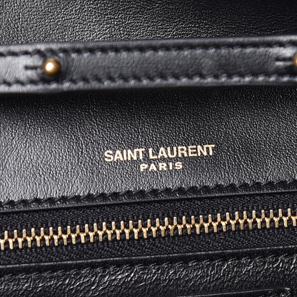 Saint Laurent Metallic Silk Calfskin Striped Le Sept Chain Bag Black Gold 6 of 10