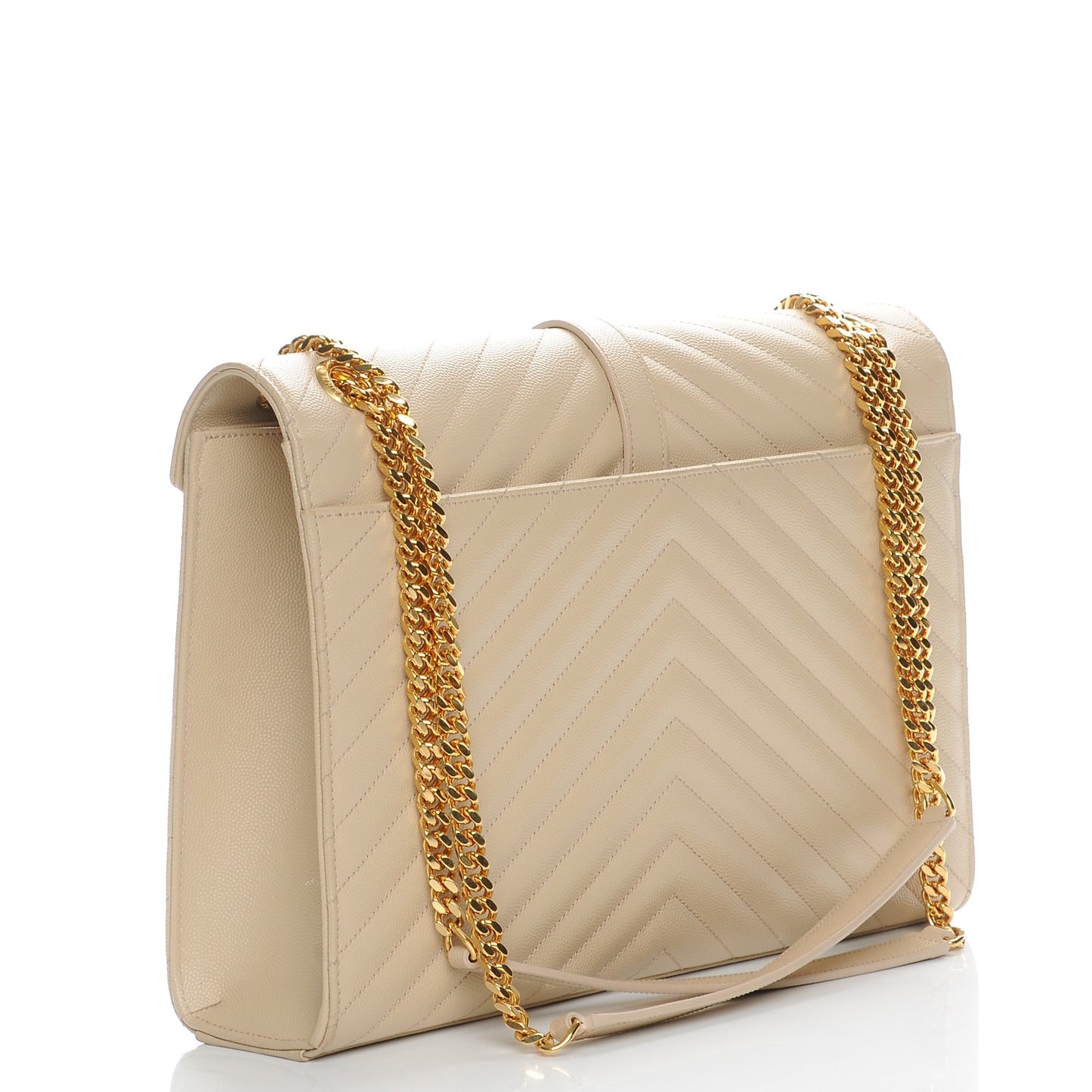 Grain De Poudre Matelasse Chevron Large Monogram Satchel Nude Powder
