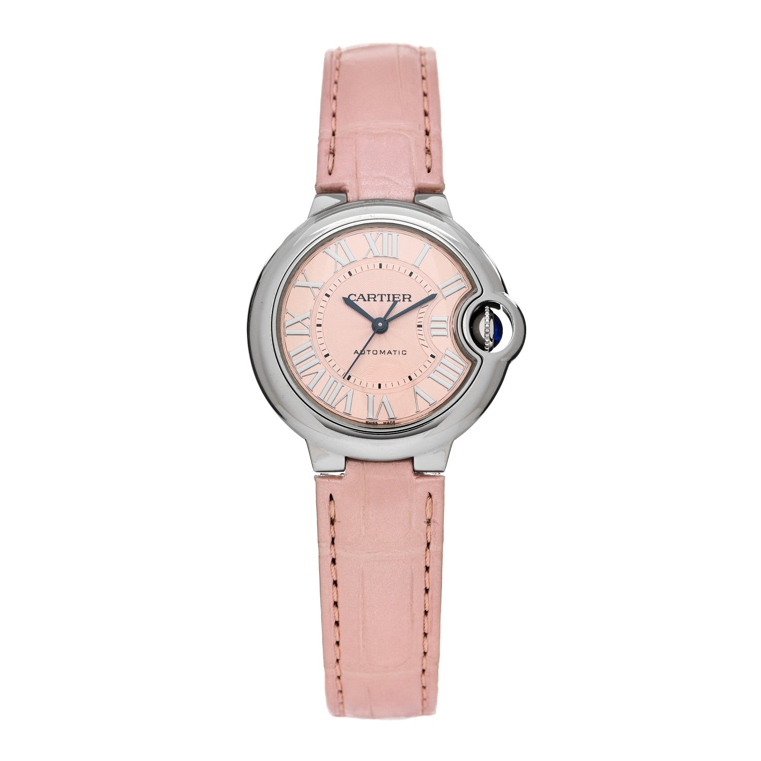 Cartier Stainless Steel Alligator 33mm Ballon Bleu De Cartier Automatic Watch Pink 1 of 5