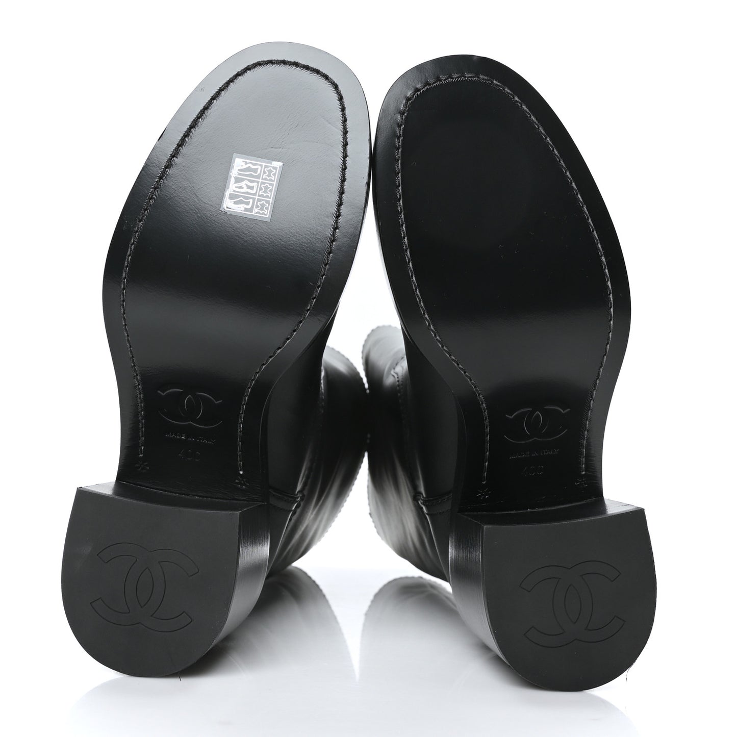 Calfskin Cap Toe High Boots 40 Black